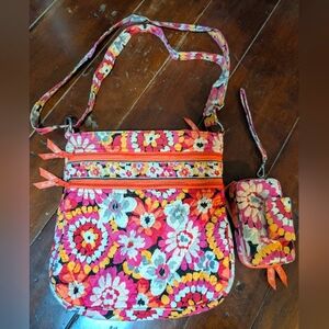 Vera Bradley Floral Cross body bag and matching wristlet